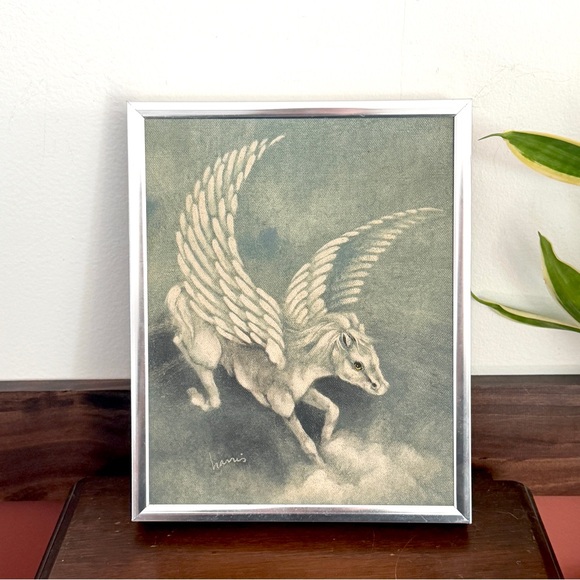 Pegasus Horse Peggy Harris Artist Original 1983 Oil Paintings Art Signed Framed